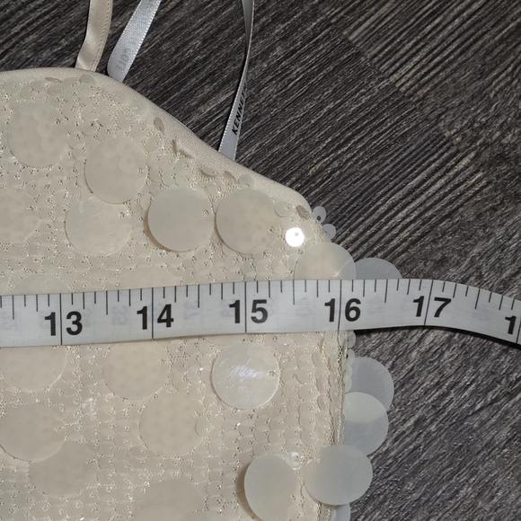 Kenneth Cole New York Oyster Sequin Mini Dress Size M Ivory Cream Disco Party - Picture 4 of 9